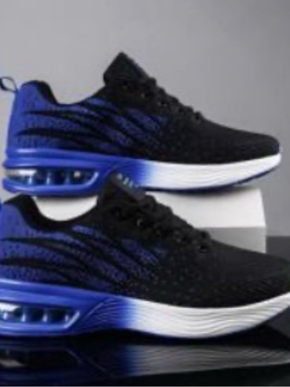 Men's Athletic Knit Sneakers — Black & Blue Performance Trainer